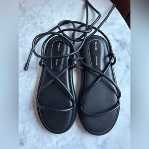 Proenza Schouler Black Leather Pipr Strap Sandals